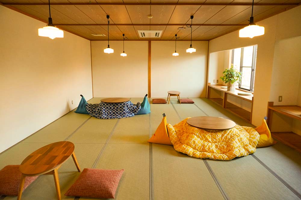 Japanese-style room with a kotatsu in the large hall